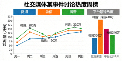 社交媒体上关于某事件的讨论热度图表